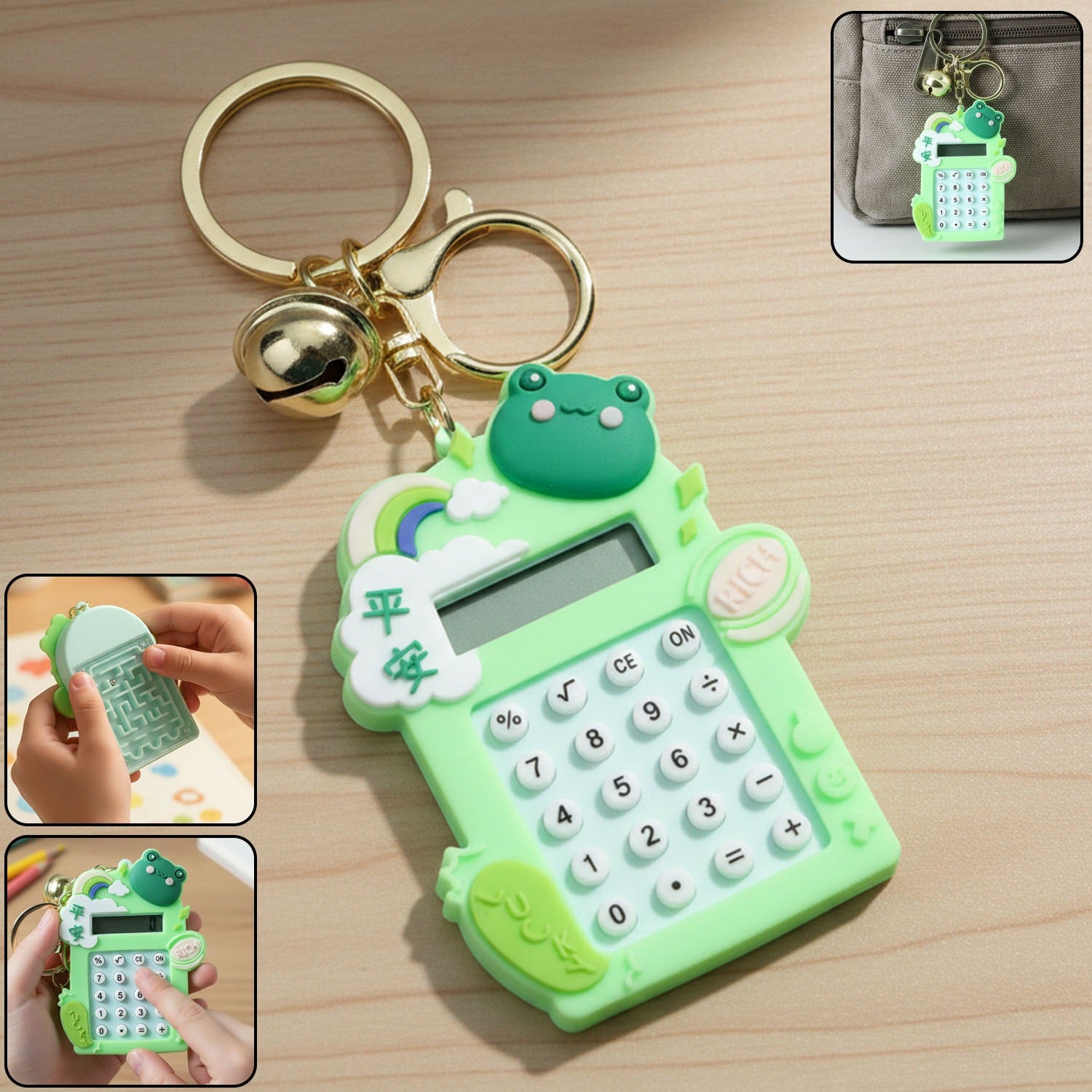 Cute Frog Cartoon Calculator Keychain With Mini Digital Display (1 Pc)