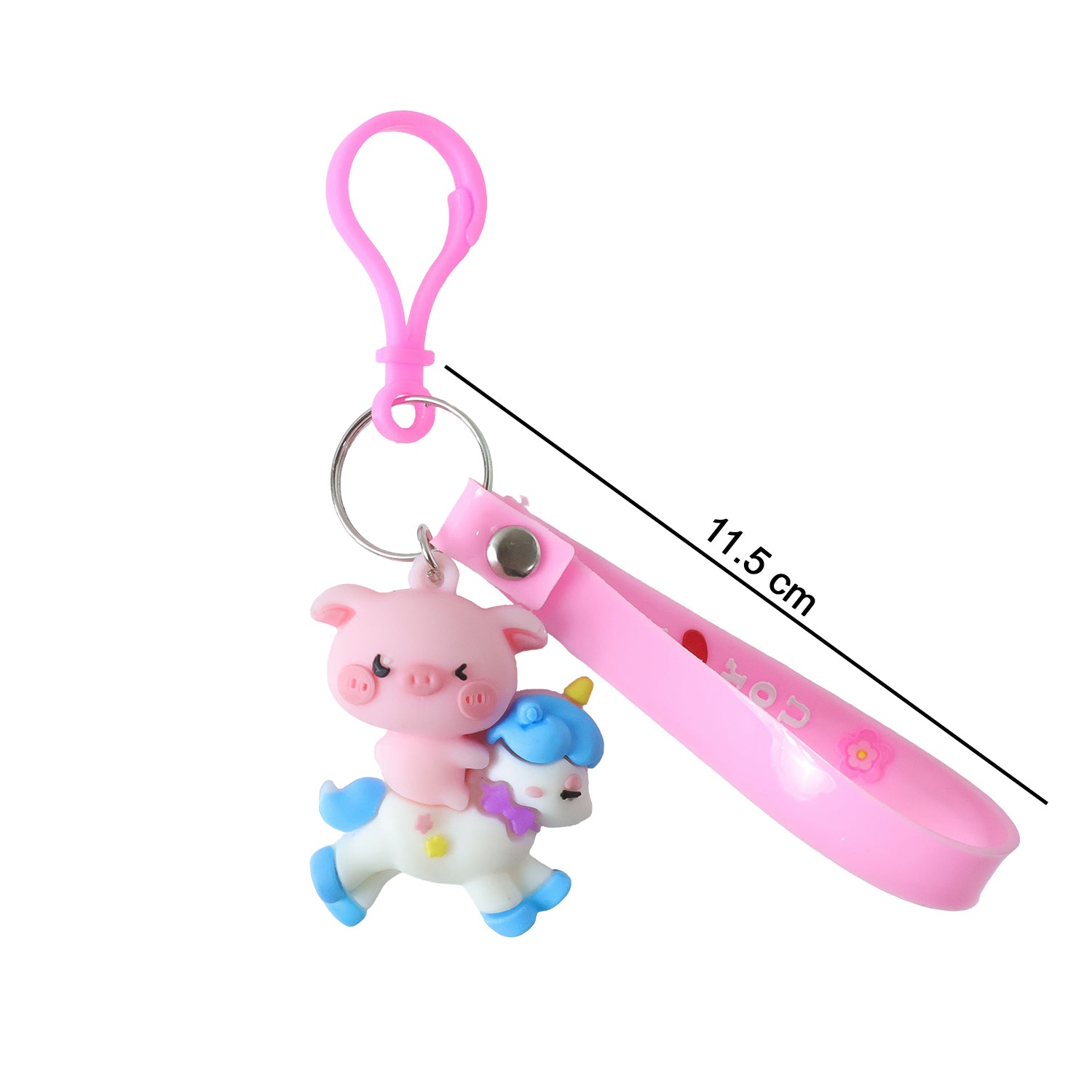 Cute Pig Riding Unicorn Cartoon Keychain (1 Pc)