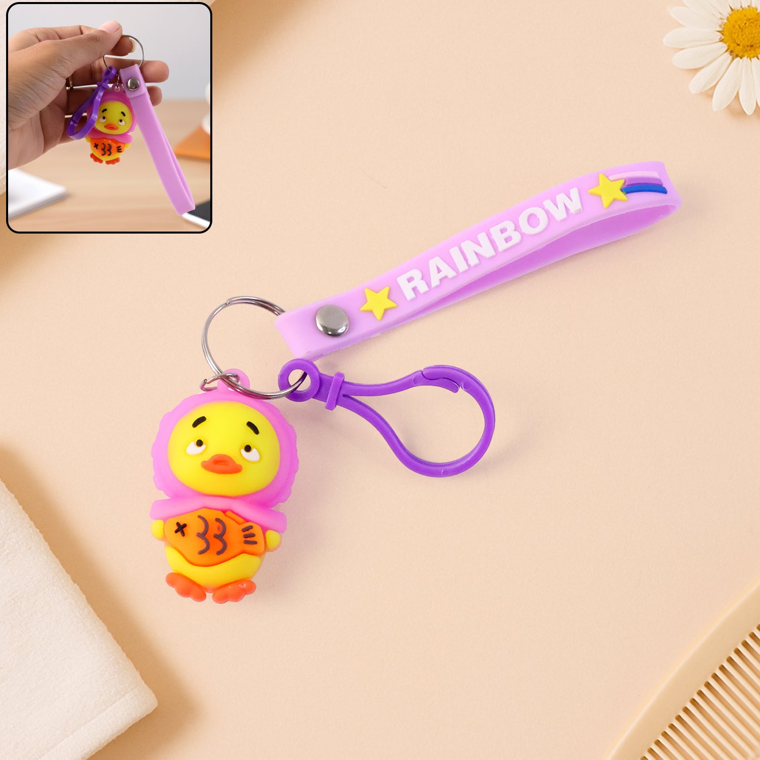 Cute Cartoon Duck Keychain (1 Pc)