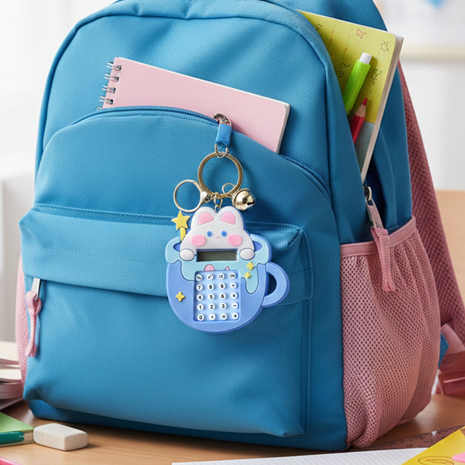 Cute Cartoon Bunny Calculator Keychain With Mini Digital Display (1 Pc)