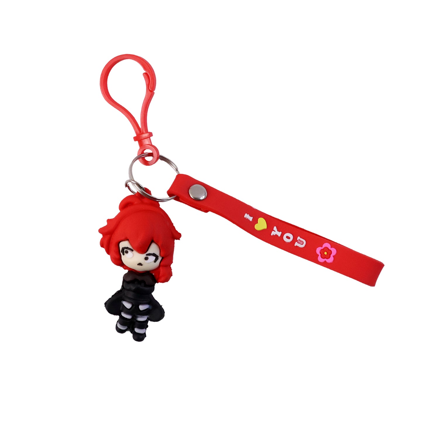 Cute Red Hair Cartoon Girl Silicone Keychain (1 Pc)