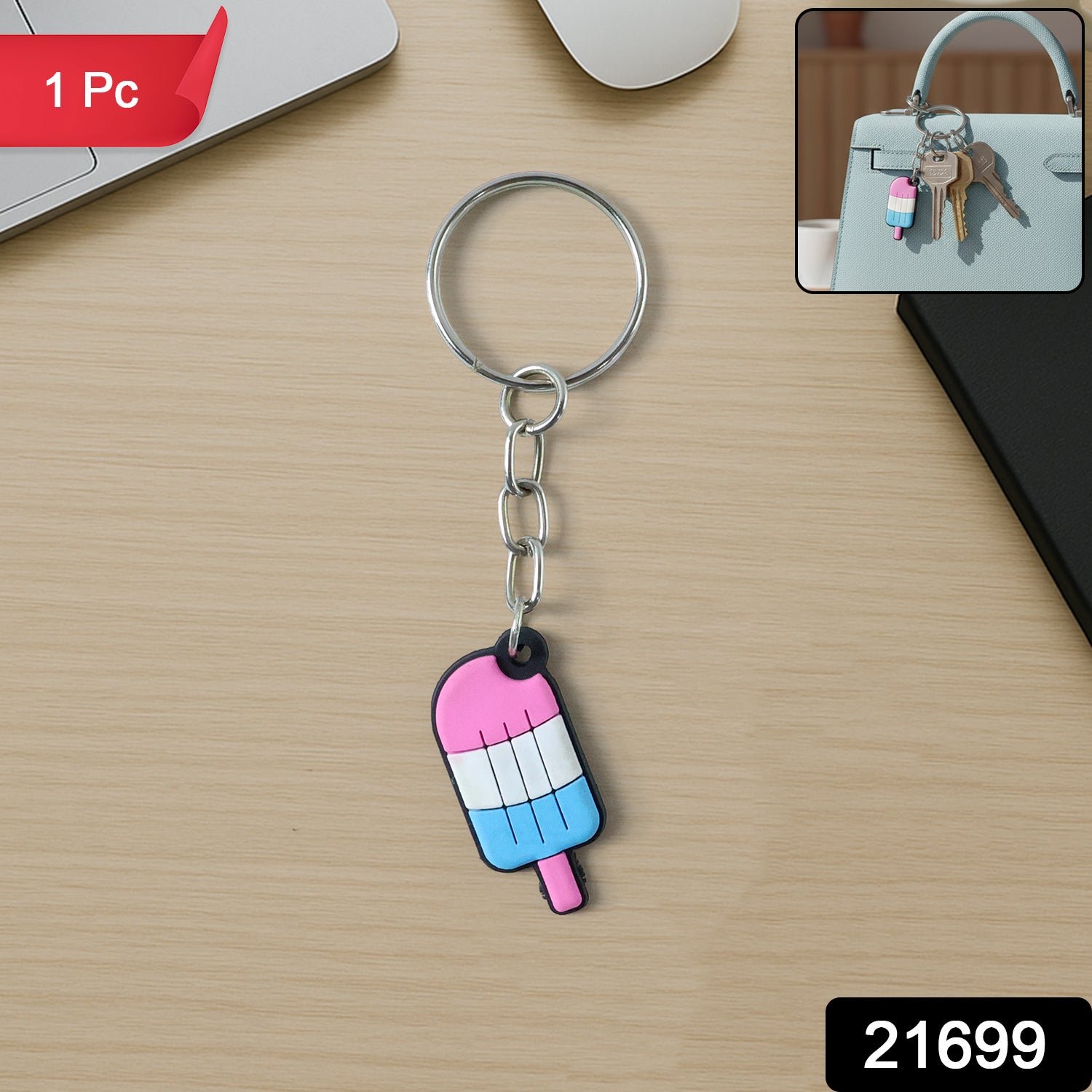 Cute Ice Cream Popsicle Shape Cartoon Keychain (1 Pc)