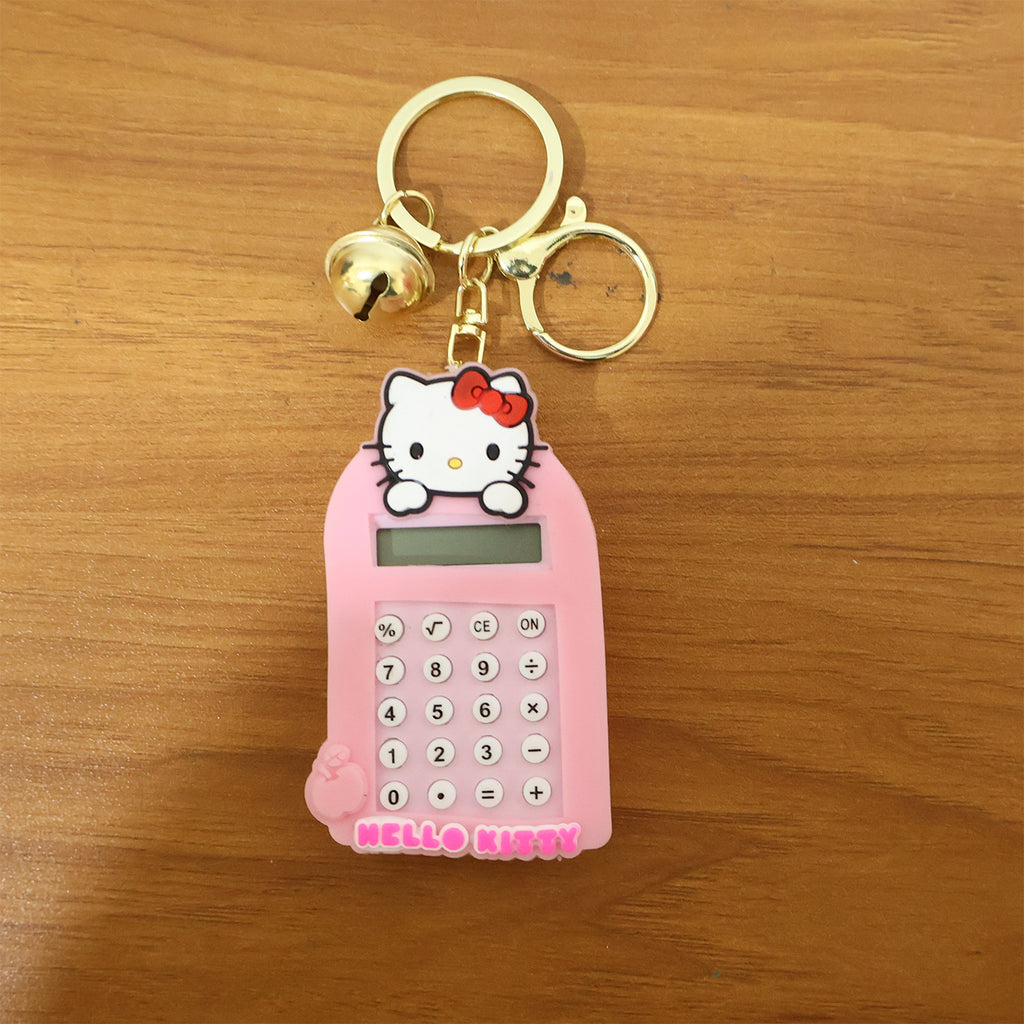 Cute Cartoon Cat Calculator Keychain With Mini Digital Display (1 Pc)