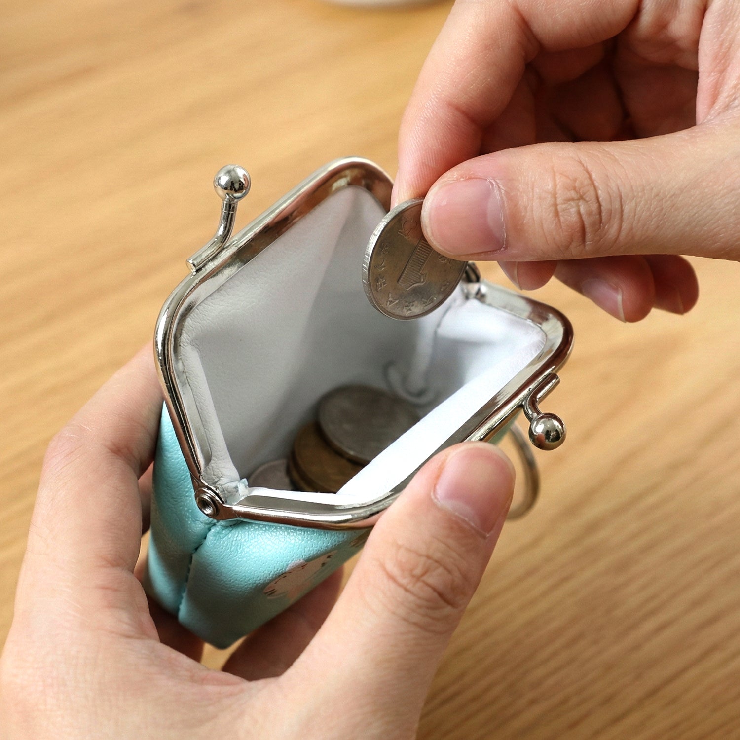 Cute Cartoon Cat Printed Mini Coin Purse Keychain (1 Pc)