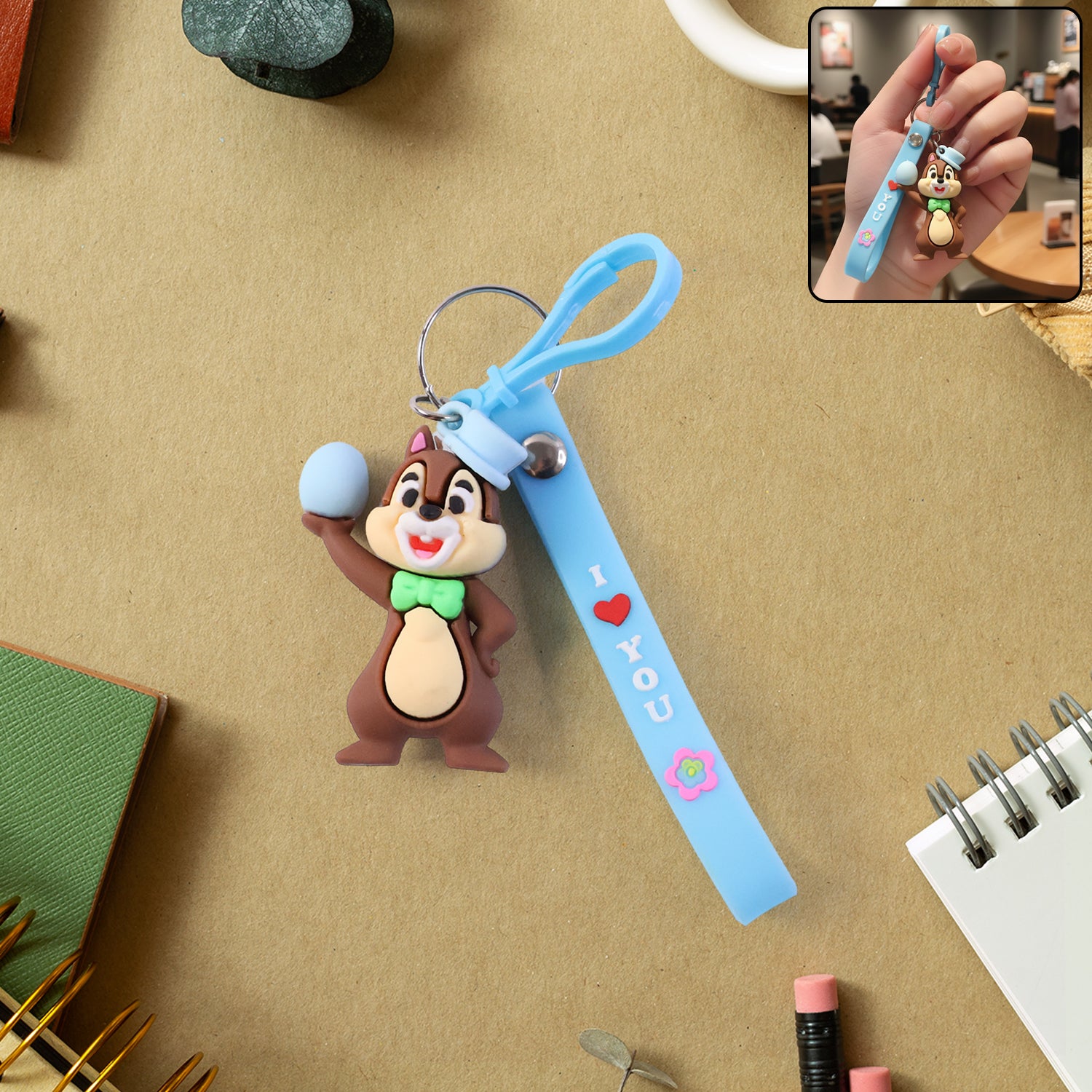 Cute Cartoon Squirrel Keychain (1 Pc)