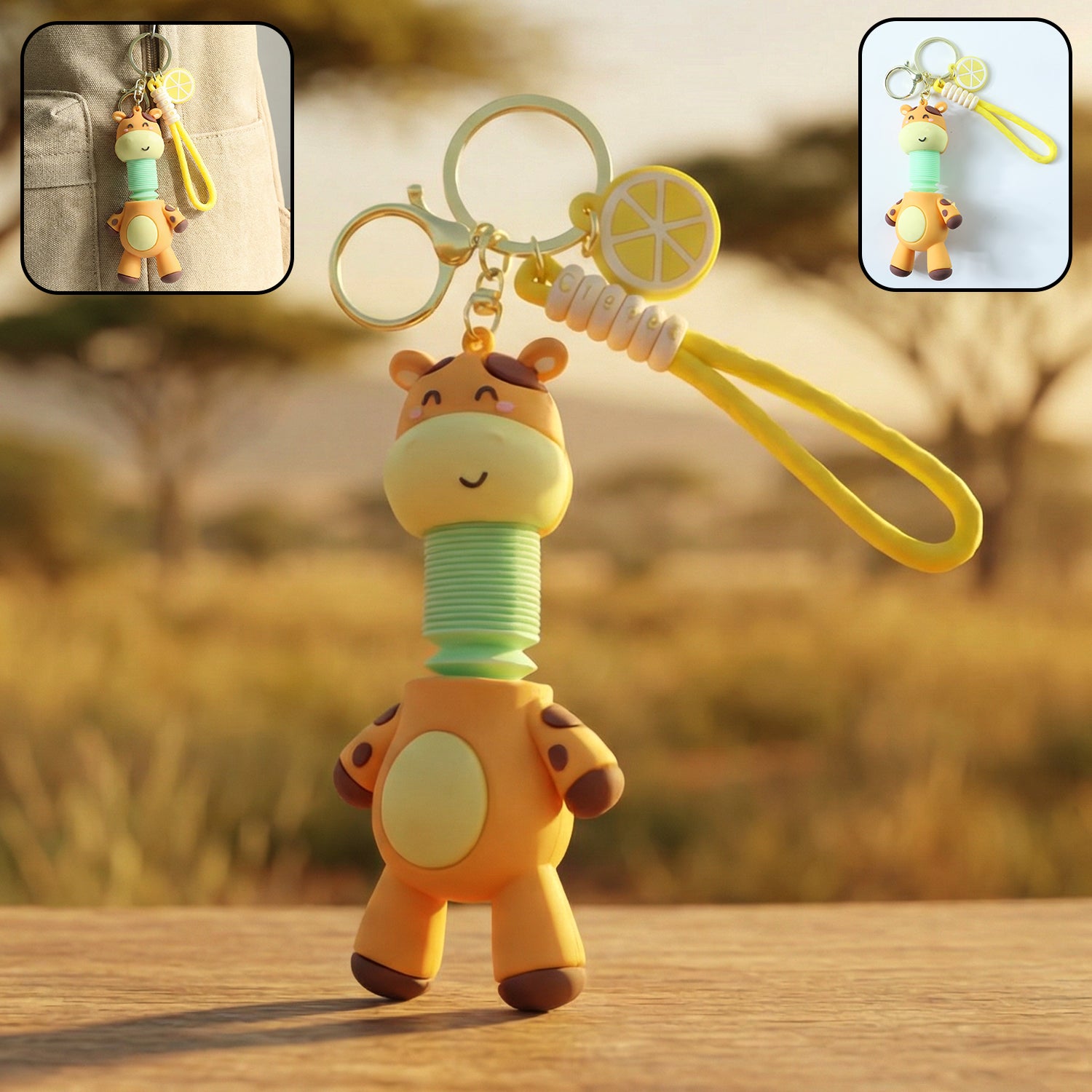 Cute Giraffe Cartoon Keychain (1 Pc)