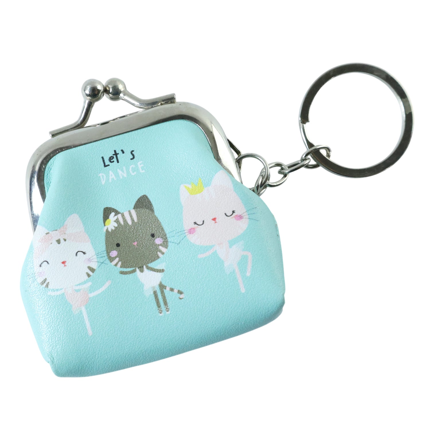 Cute Cartoon Cat Printed Mini Coin Purse Keychain (1 Pc)