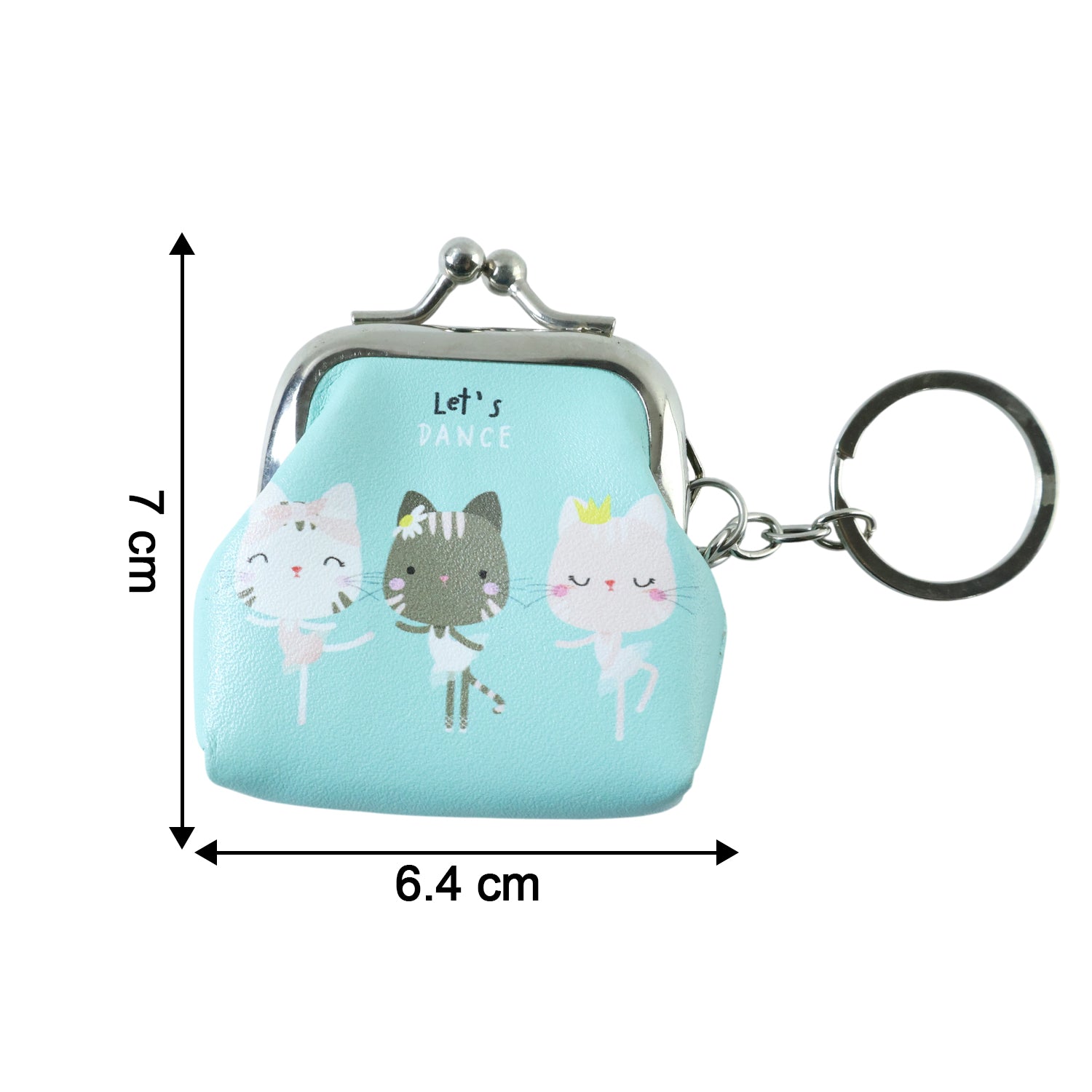 Cute Cartoon Cat Printed Mini Coin Purse Keychain (1 Pc)